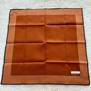 Givenchy G Logo 100% Cotton 2 Tone Brown Square BandannaScarf  Size 18” X 18”